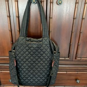 MZ Wallace Max Black Travel Quilted Tote Bag